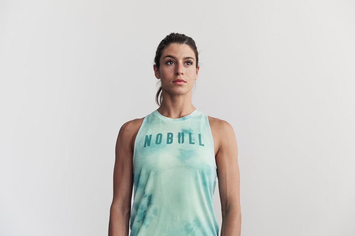 Nobull High-Neck Tie-Dye Women\'s Tank Tops Light Turquoise | Australia (UI8275)